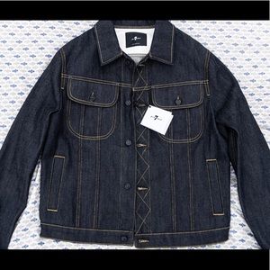 7 For All Mankind Denim Trucker Jacket Deep Wax